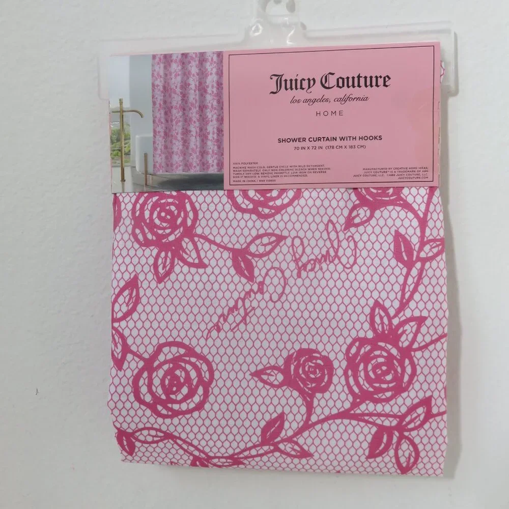 (#G-1) Juicy Couture Shower Curtain with Hooks